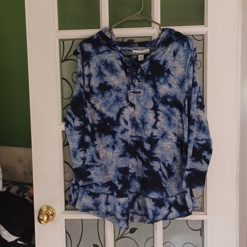 New York Laundry hooded shirt size large blue